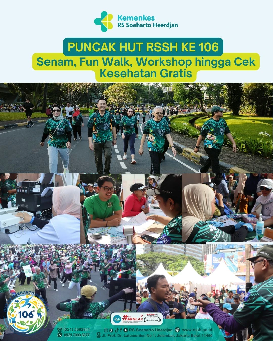 Puncak HUT ke-106 RS Soeharto Heerdjan di CFD FX Sudirman, Hadirkan Senam, Fun Walk, Workshop hingga Cek Kesehatan Gratis